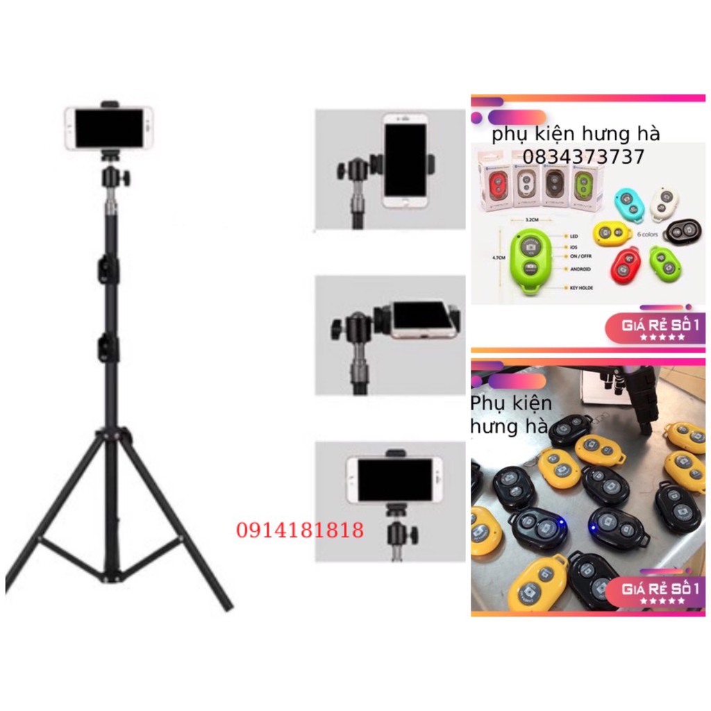 cây livestream,giá đỡ livestream,quay tiktok 3 chân tripod cao từ 65cm đến 2m+kẹp điện thoại thông minh+remote bluetooth