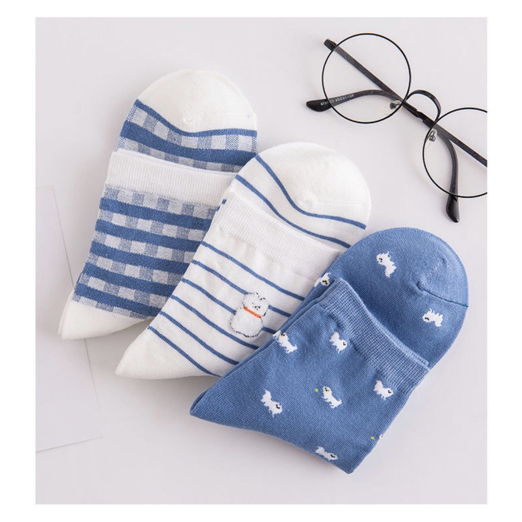 Set 3 Tất cổ cao nữ Muzini vớ nữ tone xanh trẻ trung năng động TN93