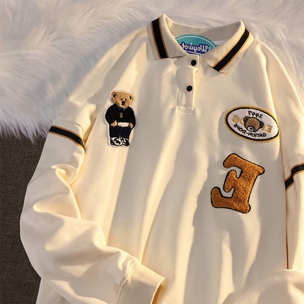 [Hàng Order] Áo Polo logo BEAR có cổ ULzzang form rộng dài tay dày dặn Unisex mới nhất thu đông 2021 PL002 | BigBuy360 - bigbuy360.vn