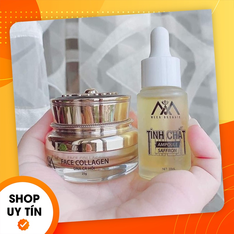 [Chính hãng] Combo Serum Tinh Chất Ampoule Saffron MeeA Organic + Kem Face DNA Cá Hồi Collagen 36 Vị