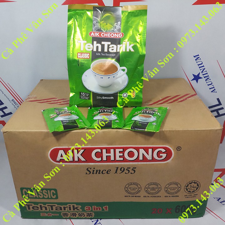 05 bịch trà sữa vị truyền thống Teh Tarik Classic 600g (15 gói * 40g) Aik Cheong