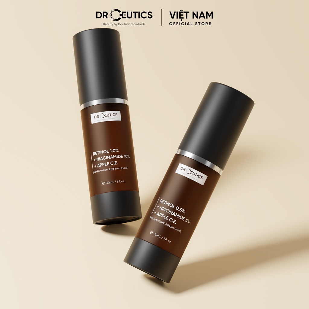 DrCeutics Cream Retinol 0.5% 1.0% + Niacinamide 10% + Apple C.E giảm nếp nhăn li ti, mờ thâm, trẻ hoá da