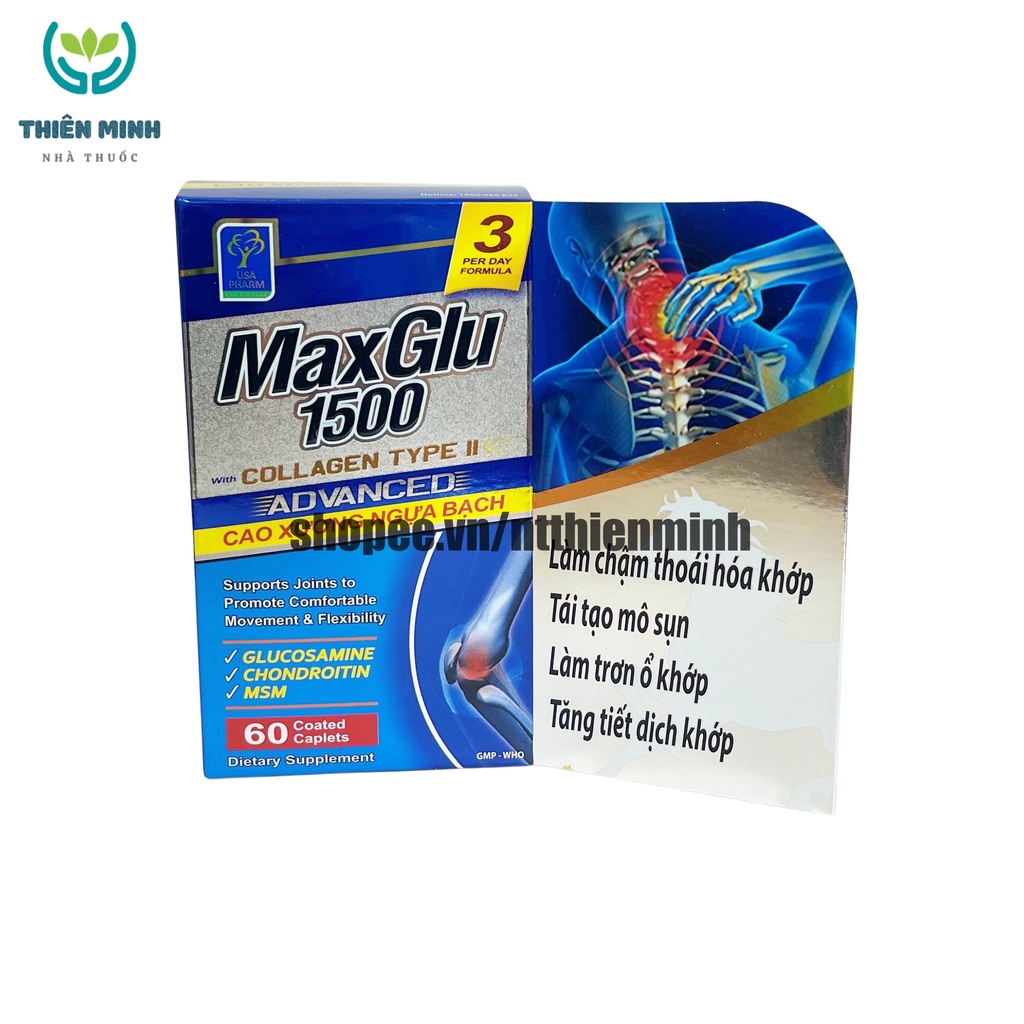 Viên uống MAXGLU 1500 bổ xung glucosamine hỗ trợ xương khớp – Hộp 60 viên