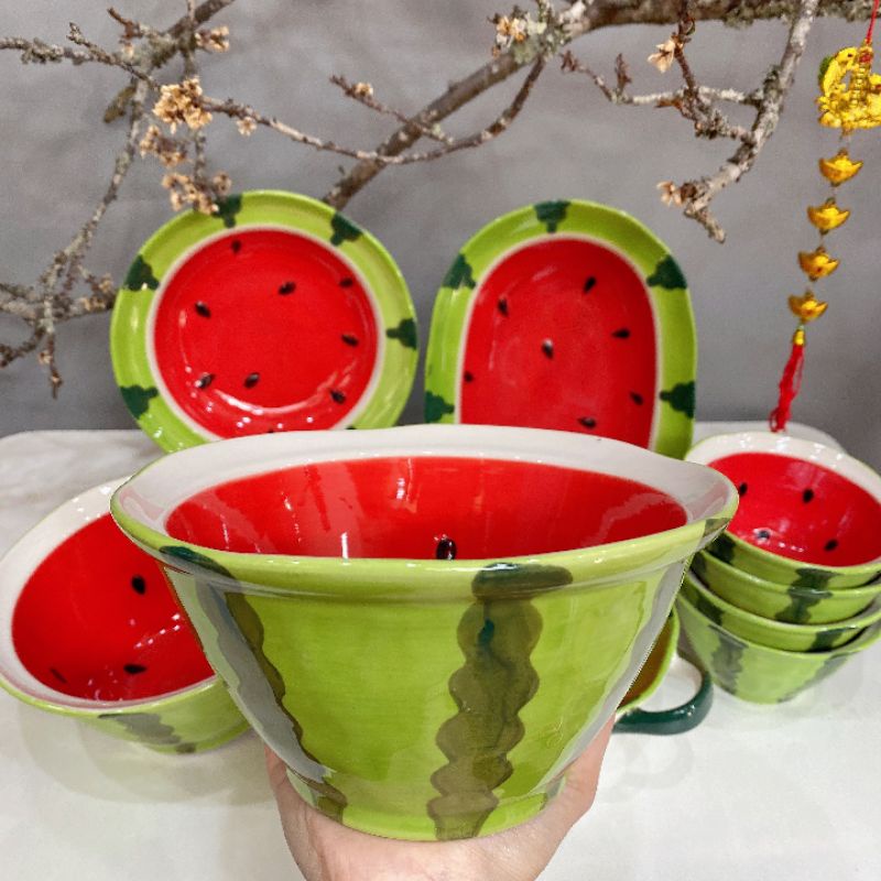 🍉Set bát đĩa dưa hấu kute tách lẻ🍉