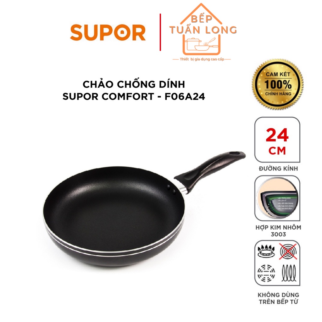 Chảo Chống Dính Supor Comfor F06A26 Size 20,22,24,26,28,30cm – Hàng Chính Hãng
