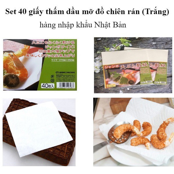 Set 40 giấy thấm dầu mỡ đồ chiên rán - Hàng Nhật