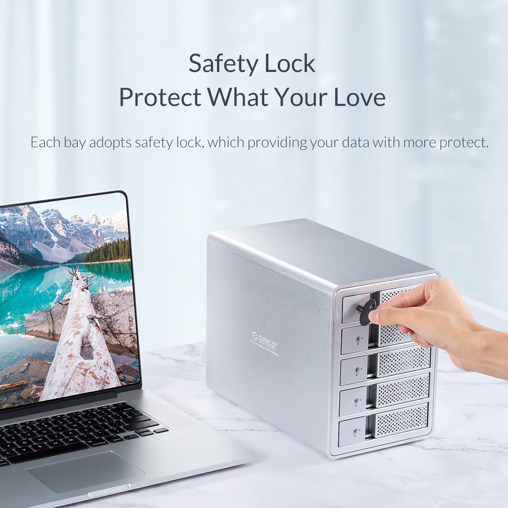 Hộp Đựng Ổ Cứng Rời ORICO 5 Bay USB 3.0 SATA Cho 2.5 / 3.5 inch HDD SSD Hỗ Trợ 80TB (5X16Tb) 150W Chip Kép (9558U3)