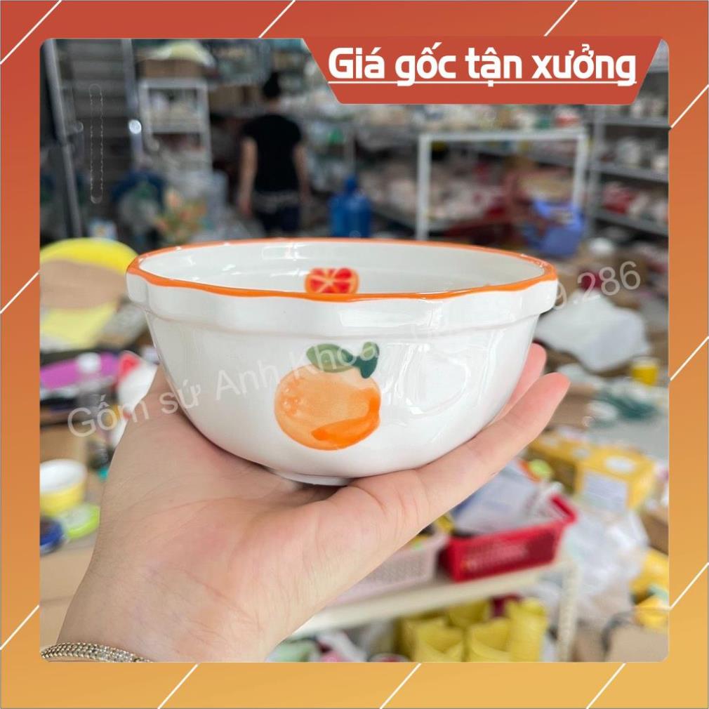 Siêu Sale -  Bộ Chén Dĩa Sứ Bát Ăn Cơm Đĩa Sứ Decor cao cấp Bộ bát đĩa màu cam 17 món cute.