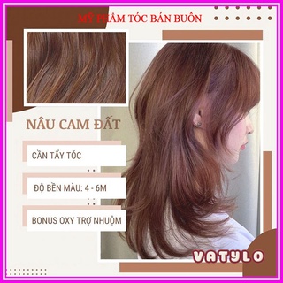 Thuốc Nhuộm Tóc Màu NÂU CAM ĐẤT Không Tẩy Tặng Găng Tay Mũ Ủ , Trợ Nhuộm