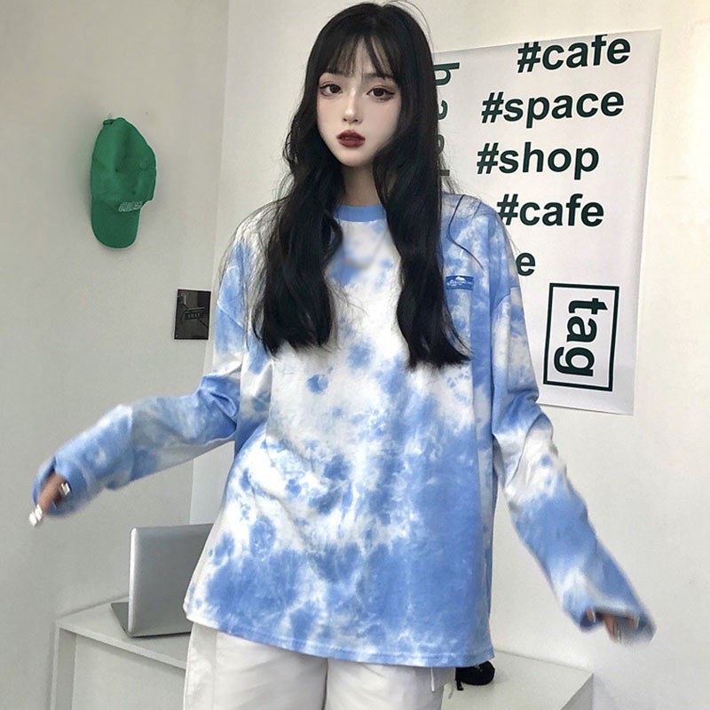 Women's Tie Dye O Neck Loose Leisure Long Sleeve T-Shirt Tops | BigBuy360 - bigbuy360.vn