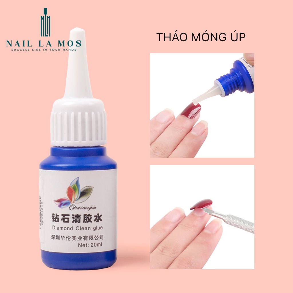 Nước làm sáng đá nail Diamond Clean Glue - nước tháo đá nail chuyên dụng cho dân làm móng (20ml)