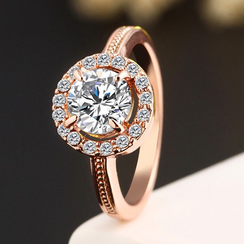 Nhẫn Đính Hôn Mạ Vàng / Bạc Đính Đá Zircon Thời Trang Dành Cho Nữ