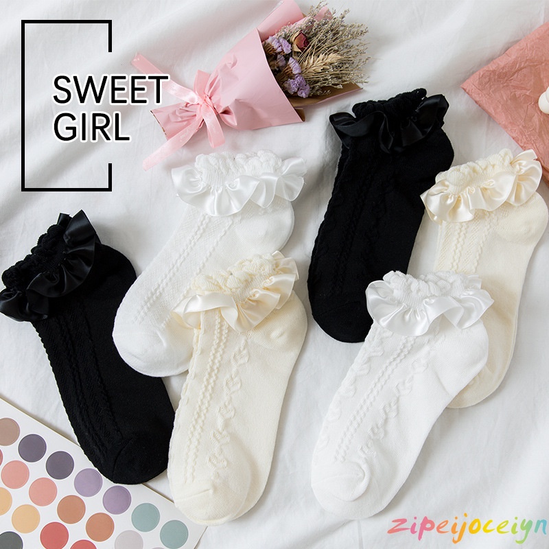 Vớ Ren Trắng Mềm Mại Phong Cách lolita Nhật Bản Đáng Yêu Cho Nữ