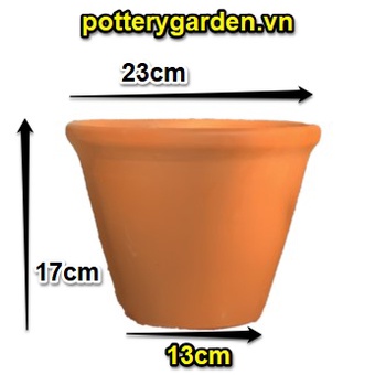 Chậu trồng cây gốm đất nung (terracotta) DÁNG VÓT LOE - gốm sứ sân vườn Bình Dương chất lượng cao