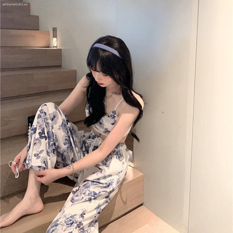 Set áo hai dây in hoa + quần dài lưng thun thời trang mùa hè phong cách phương Tây mới cho nữ
 | BigBuy360 - bigbuy360.vn