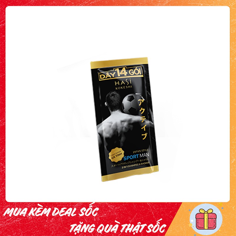 Dầu gội đầu kiêm sữa tắm nam HASI KOKESHI - Combo 14 Gói 6g - Thương hiệu Nhật Bản - Dầu Tắm Gội Nam 2 Trong 1