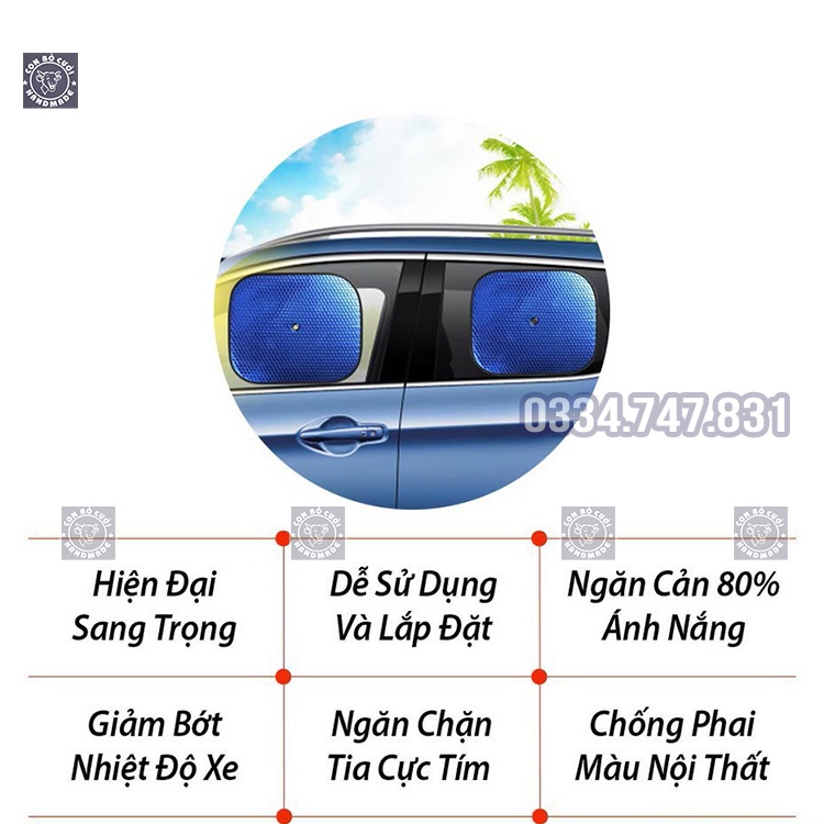 Tấm che chắn nắng ô tô combo 4 và combo 6 miếng chắn nắng cửa kính tặng kèm 4 núm cao su che nắng hiệu quả