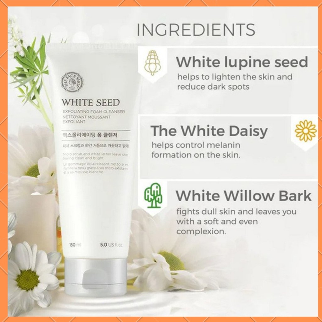 [AUTH_KOREA] Sữa Rửa Mặt Làm Sáng Da White Seed Exfoliating Cleansing Foam 150ml The Face Shop