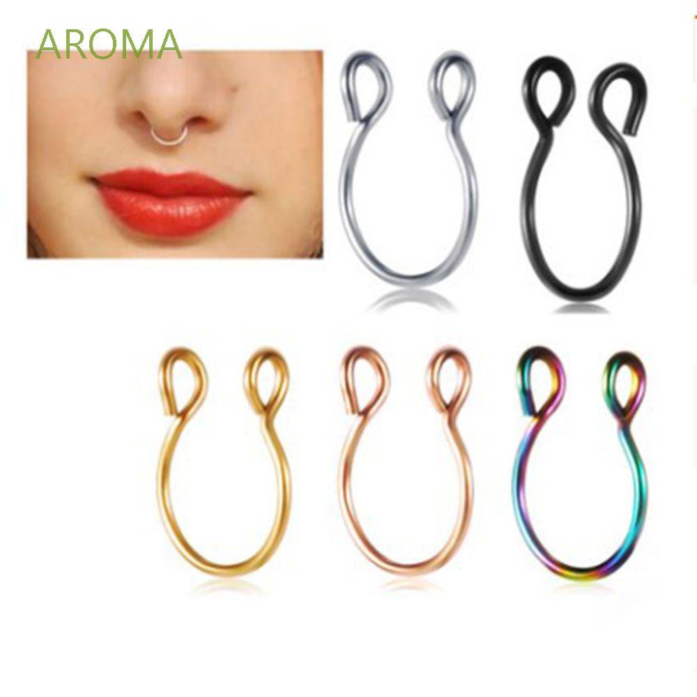 Khuyên Mũi Hình Chữ U Bằng Thép Không Gỉ Nhiều Màu Sắc Hợp Thời Trang