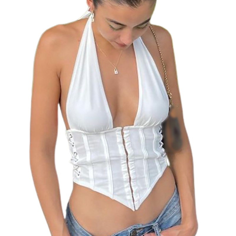 Áo Crop Top Không Tay Cổ Chữ U Khoét Sâu Hở Lưng Gợi Cảm Cho Nữ