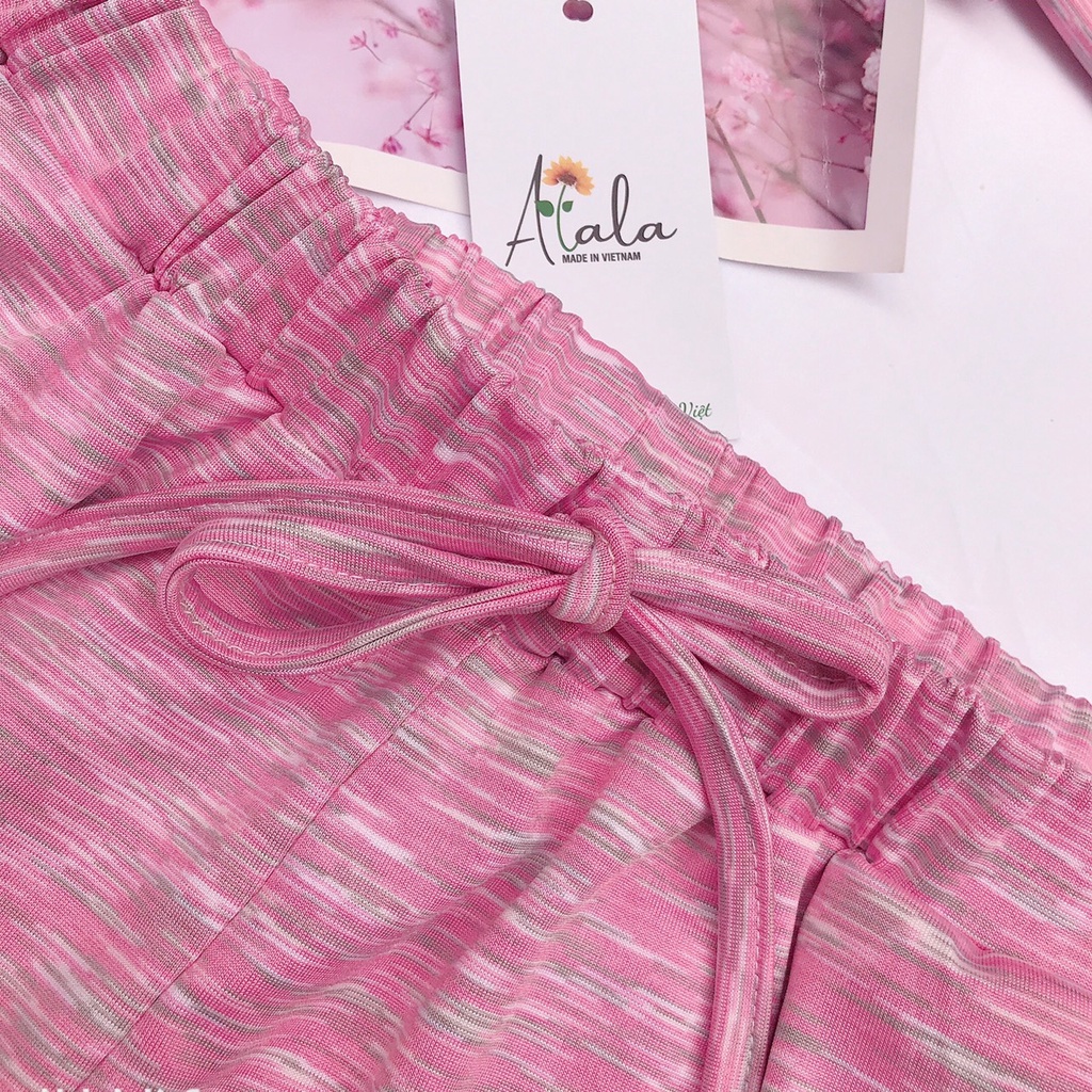 Đồ bộ nữ mặc nhà mùa hè tay ngắn quần đùi dáng rộng chất liệu cotton cao cấp Alala