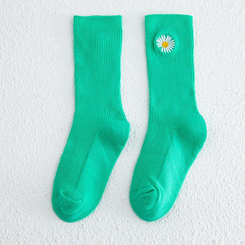 IU Baby Girl Boy Kids Warm Socks Cute Solid Color Daisy Flower Soft Anti-slip Knitting Leg Warmers