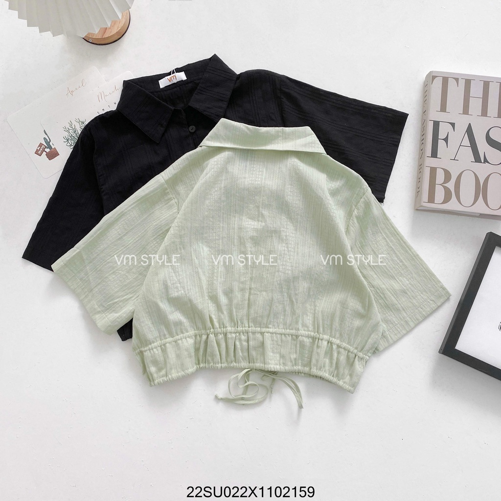 Áo sơ mi nữ croptop VM STYLE tay ngắn eo rút sexy 020574 - 22SU022X1102