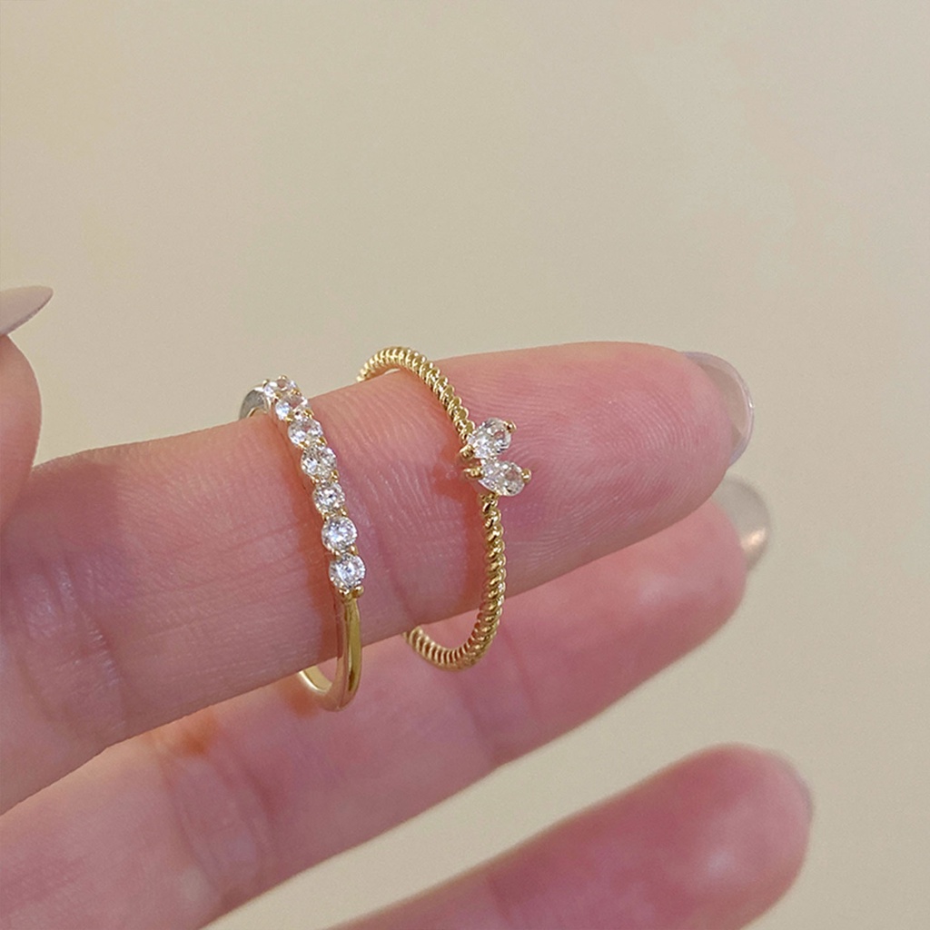 Nhẫn Hở Đính Đá Zircon Vàng Hình Trái Tim Tinh Tế Sang Trọng Thời Trang Mùa Hè Cao Cấp Cho Nữ