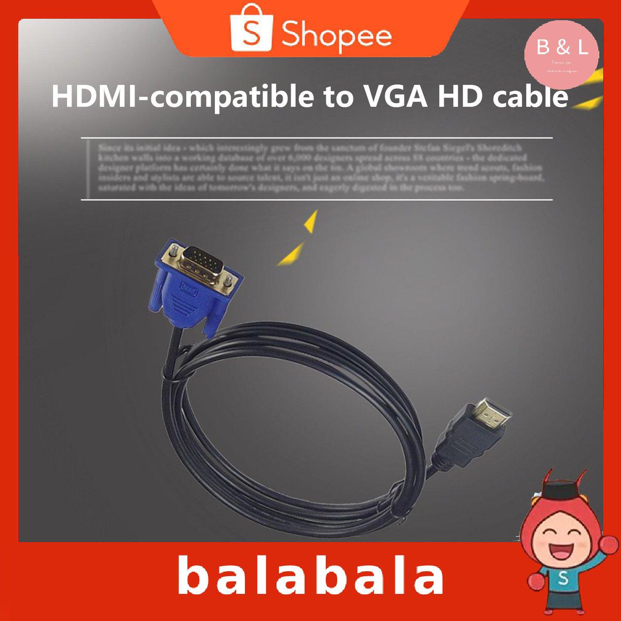 Dây Cáp Vga 1m Dạng Vòng Đôi Từ Tính Chống Sốc Chất Lượng Cao