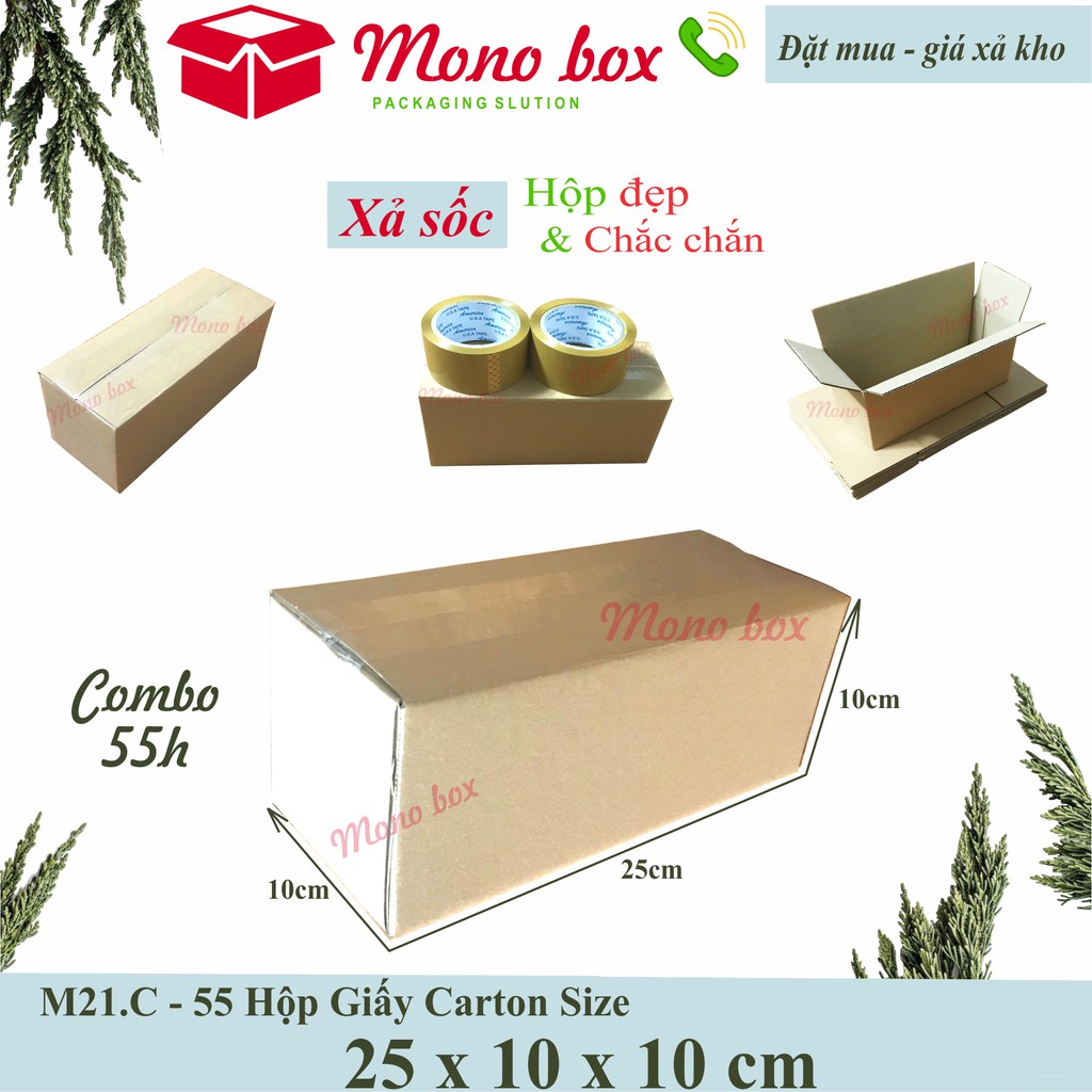 Bộ 55 thùng giấy carton 25x10x10