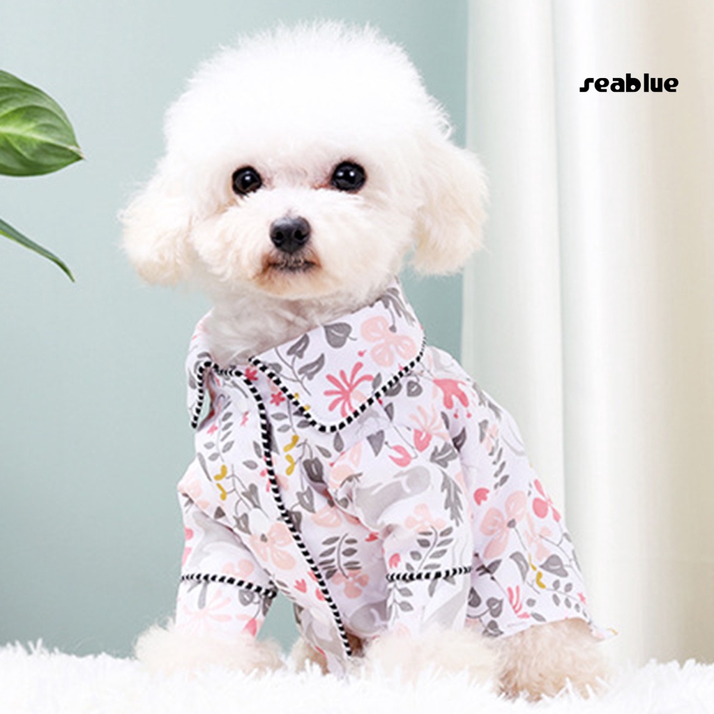 Bộ Đồ Ngủ Pijama Hai Chân Thoáng Khí In Họa Tiết Hoa Dành Cho Cún Cưng