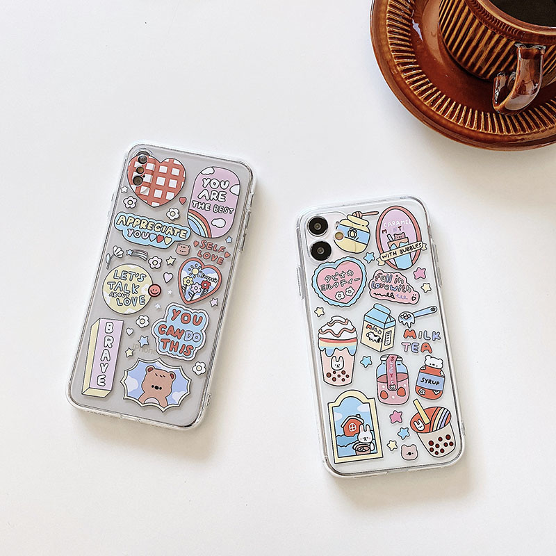 Ốp iphone Vỏ điện thoại silicon Cartoon bear and rabbit Silicone Phone Case For iPhone 11 Pro Max X Xr Xs Max 7 8 Plus Se 2020 12 pro max 12 mini | BigBuy360 - bigbuy360.vn