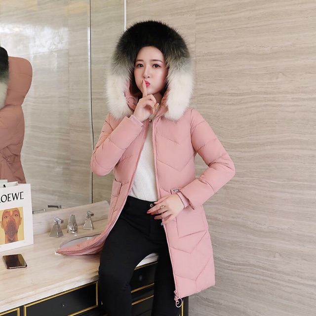 Áo phao mủ lông hai màu