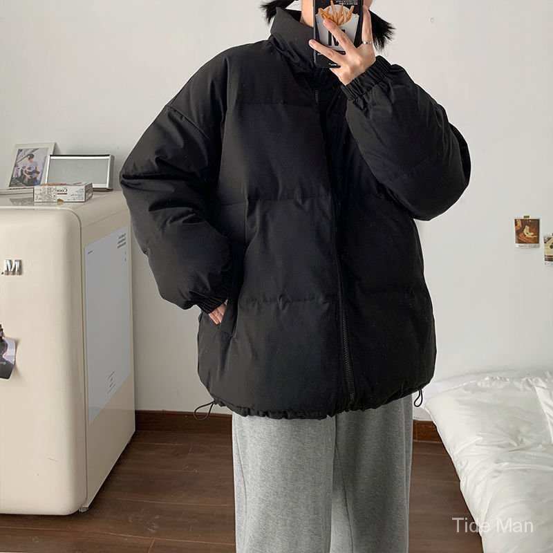 Áo khoác phao Cotton dày dáng rộng màu trơn phong cách Hàn Quốc thời trang mùa đông 2021 | BigBuy360 - bigbuy360.vn
