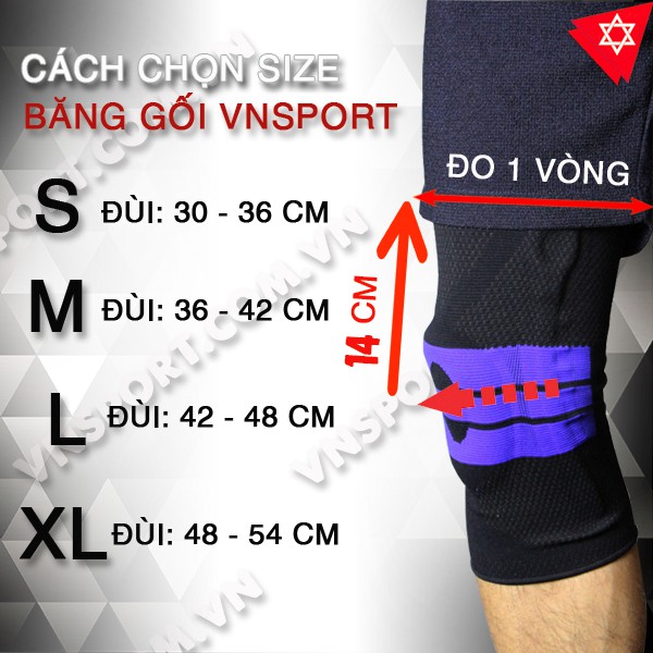 Băng Bảo Vệ Khớp Gối 360º VNSupport - Băng gối thể thao chuyên hỗ trợ giảm áp lực, giảm chấn thương khớp đầu gối