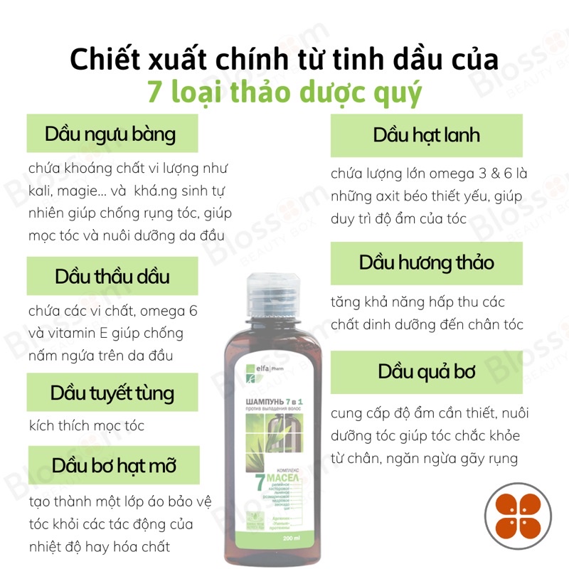 Bộ dầu gội - xả - serum chống rụng tóc &amp; giúp mọc tóc 7 IN 1 ELFA PHARM