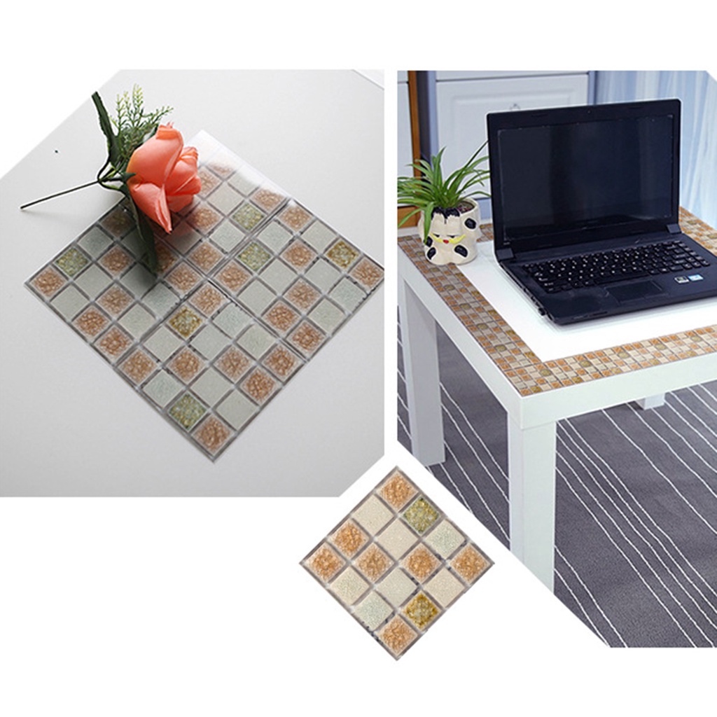 Set 20 Miếng Dán Tường Giả Gạch Bằng Pvc Chống Ẩm Trang Trí Nhà Tắm Diy