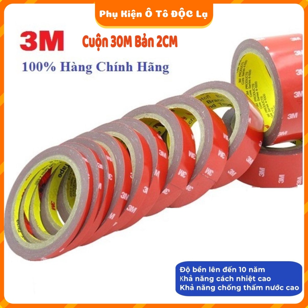 Cuộn dài 30 Mét Bản To 2Cm, Băng Keo 2 Mặt Cường Lực 3M 4229P, trong và đục siêu dính