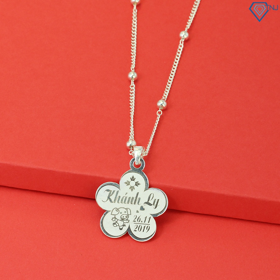 Vòng cổ bạc cho bé gái hình con lợn khắc tên DCT0076 Trang Sức TNJ