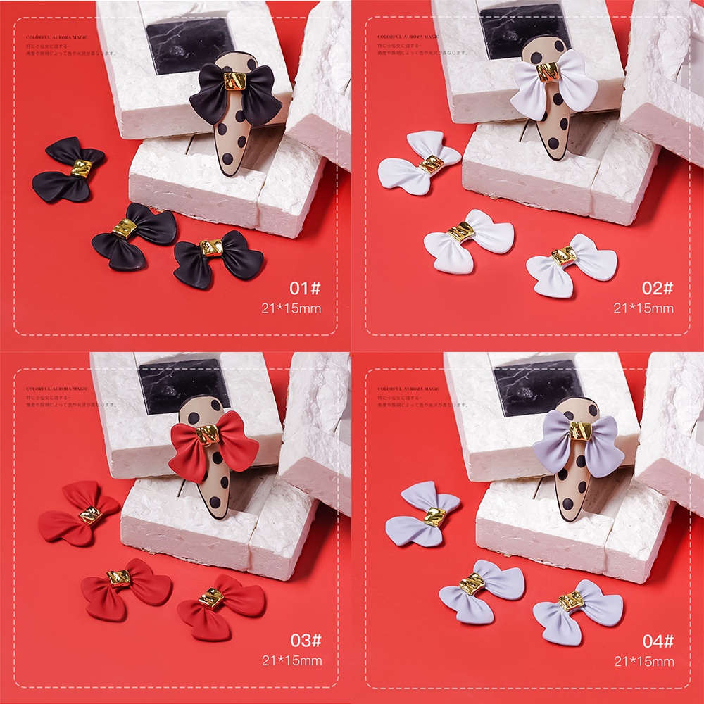 [Hàng mới về] Bộ 5 hạt phụ kiện hình nơ 3D đính móng tay nghệ thuật sang trọng