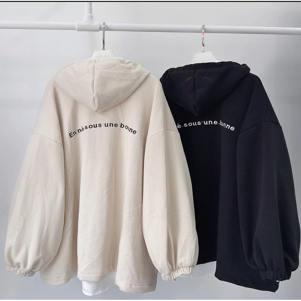 Áo Khoác Khoá Tròn Icon Bò Nữ - Rere.Store [FREESHIP] - Áo nỉ dài tay form rộng dáng suông, thiết kế đơn giản | BigBuy360 - bigbuy360.vn