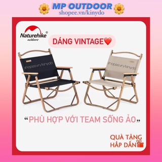 GHẾ GẤP VINTAGE PHONG CÁCH HÀN QUỐC DI ĐỘNG CÂU CÁ NGOÀI TRỜI TỰA LƯNG VÂN GỖ SIÊU NHẸ CHÔNG MÒN  NATUREHIKE NH19Y002-D