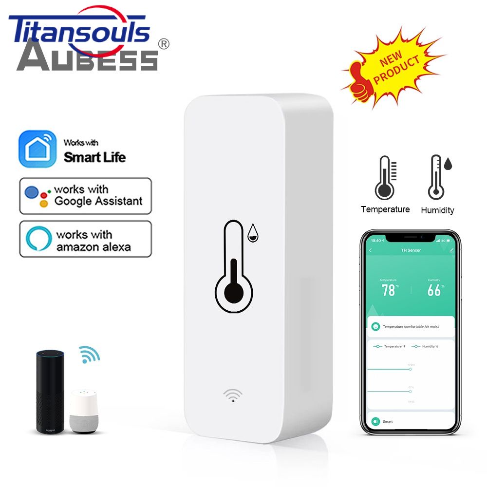 Sẵn sàng✅Wifi Tuya Thông Minh Nhiệt Độ và Độ Ẩm Cảm Biến Làm Việc Với Alexa và Google Nhà TTS