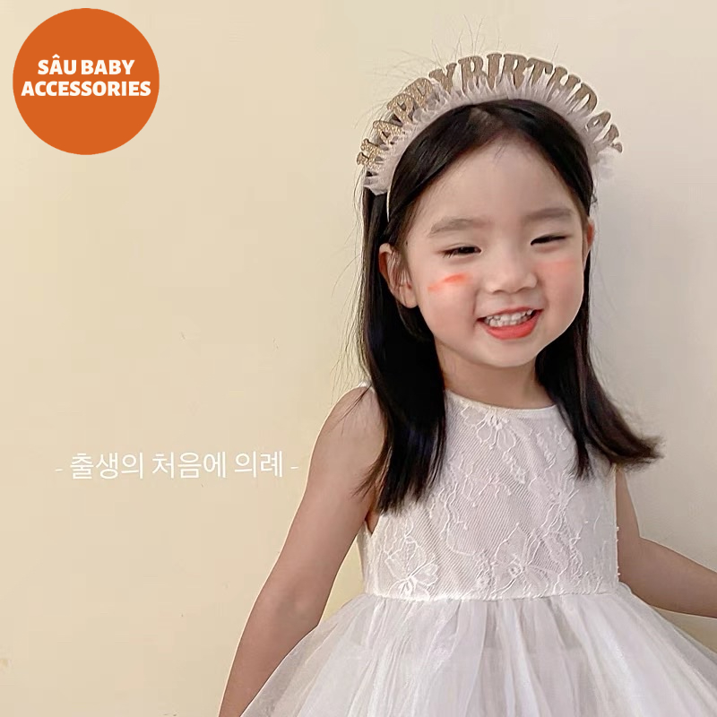 Bờm xước tóc Happy Birthday kim tuyến cho bé