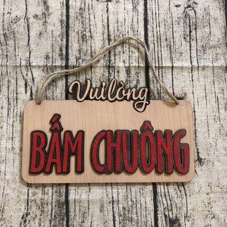 Bảng gỗ treo cửa Vui lòng bấm chuông treo phòng làm việc, cổng nhà ở, shop quần áo