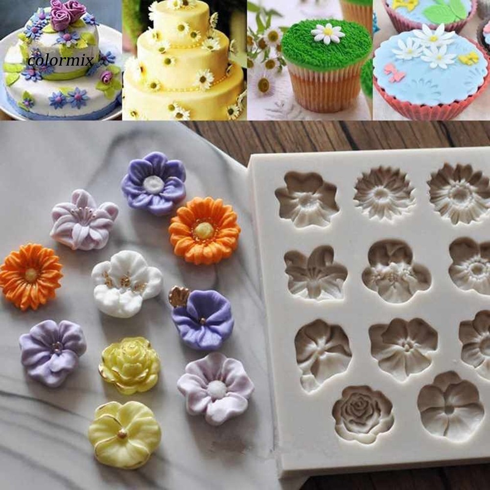 CLMX♥11 Cavity Silicone Rose Flower Cake Mold Chocolate Pastry Baking Tray DIY Tool