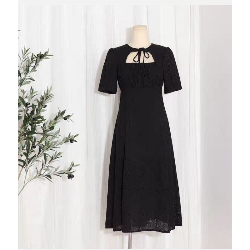 Đầm midi dress trắng dự tiệc nơ cổ tiểu thư ULZZANG xinh xỉu | WebRaoVat - webraovat.net.vn