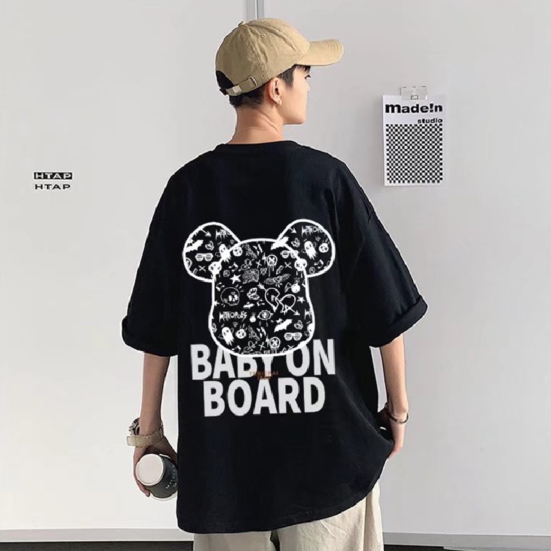 Áo Thun Dáng Rộng In Chữ Phong Cách Hip Hop Đường Phố Hàn Quốc Thời Trang Mùa Hè Cho Nam Và Nữ M-8XL