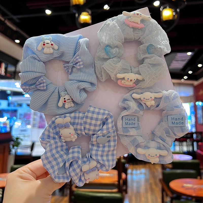 Dây Cột Tóc Hình Thỏ Họa Tiết Sọc Caro Ngọt Ngào Cho Bé Gái