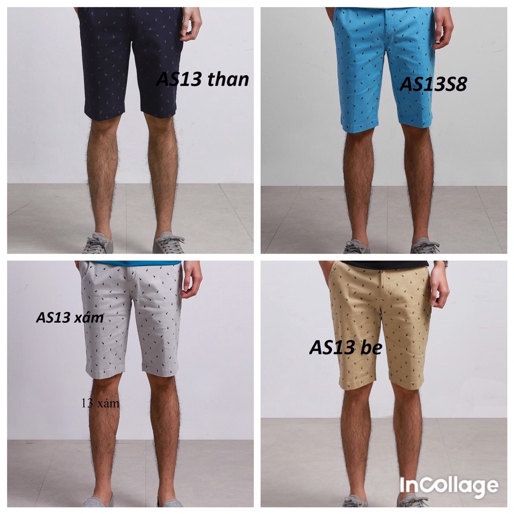 Quần short khaki Aristino sale ASO013S8 hoạ tiết lá, slimfit